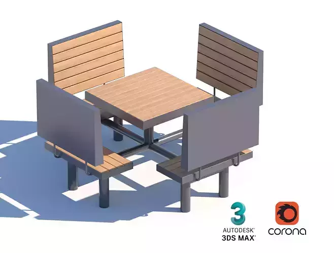 Outdoor Picnic Table Set with Backrest Seating for Public Spaces