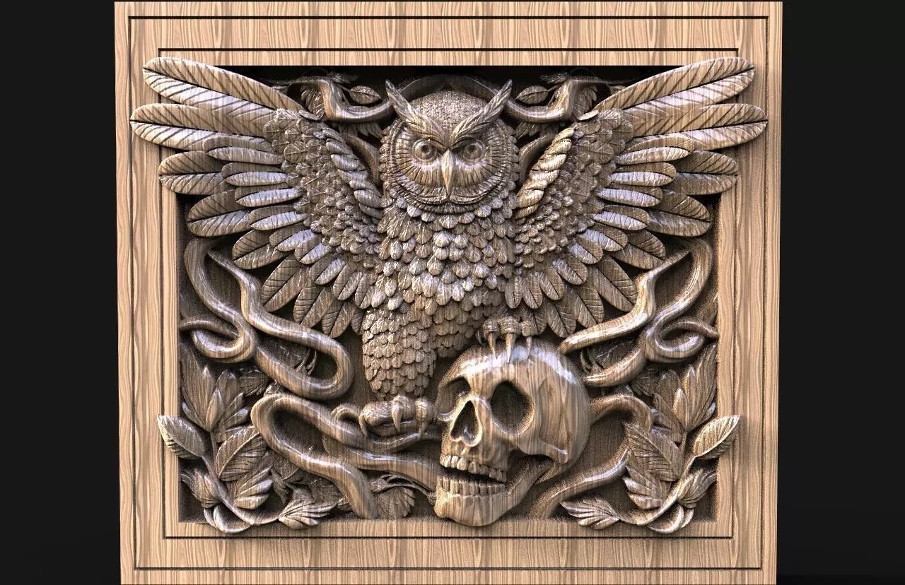 Owl and skull CNC 3D print model