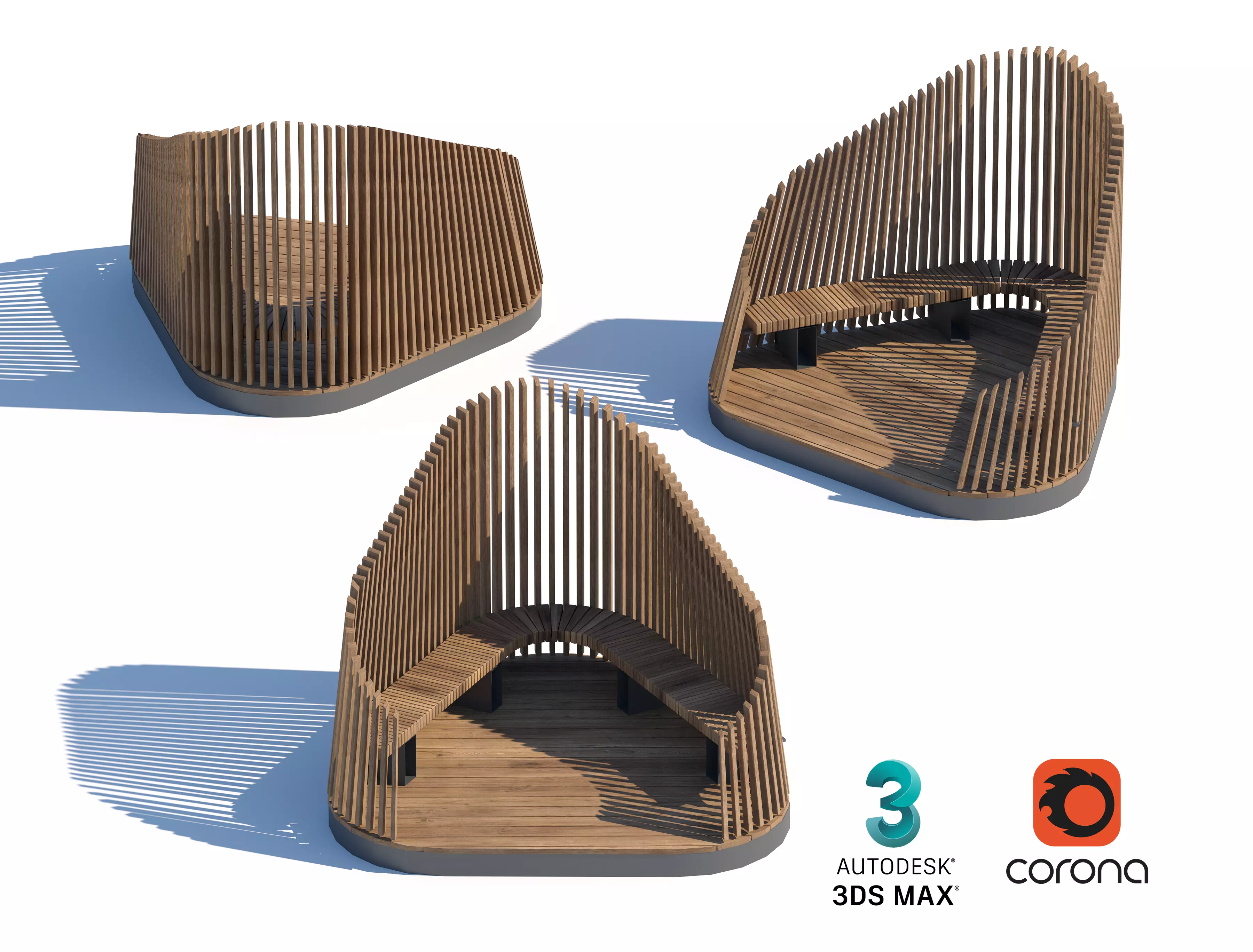 Wooden Privacy Pods for Relaxation in Public Spaces 3D model_0