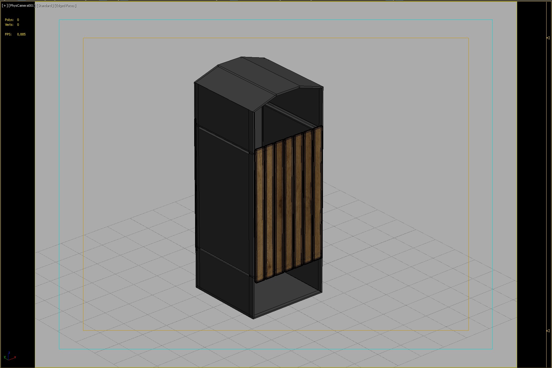 Stylish Outdoor Trash Bin with Wood and Metal Design 3D model_2