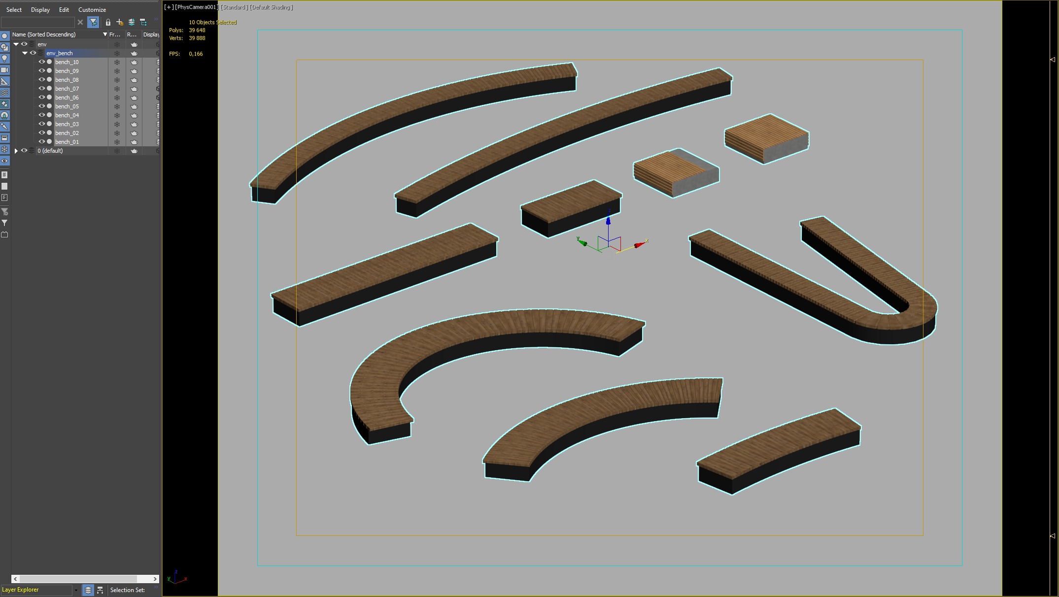Modular Wooden Bench System for Flexible Outdoor Design 3D model_1