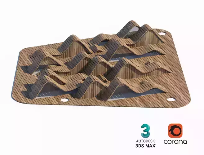 Wooden Wave Play Structure for Adventure Parks 3D model