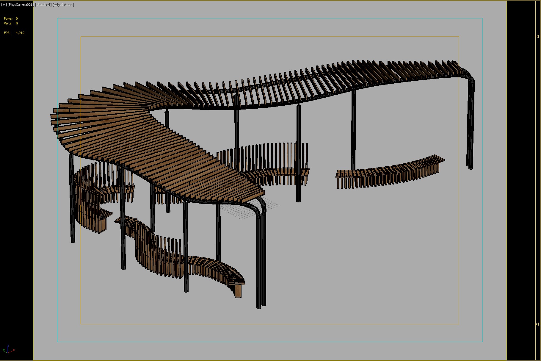 Modern Curved Wooden Pavilion with Seating for Outdoor Spaces 3D model_3