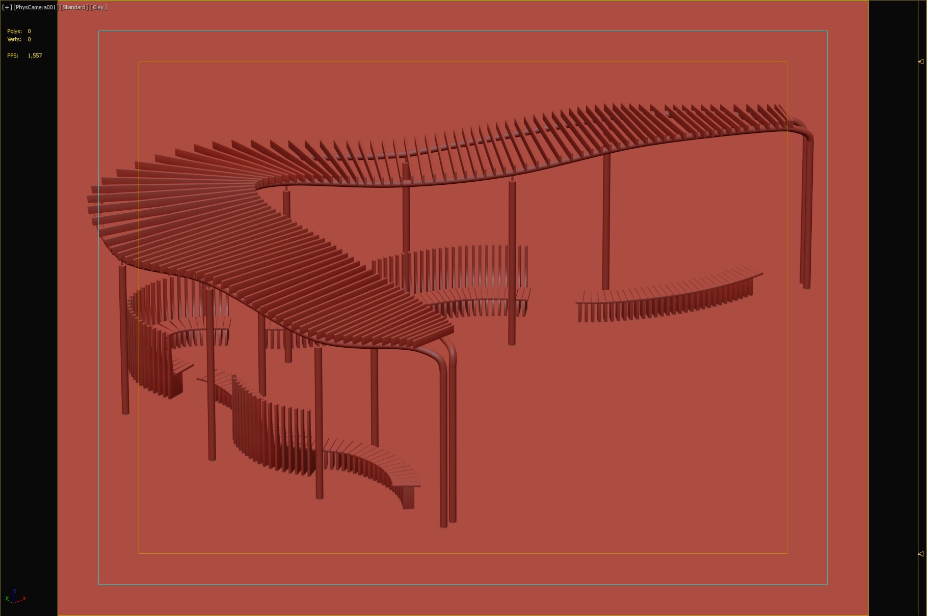 Modern Curved Wooden Pavilion with Seating for Outdoor Spaces 3D model_5