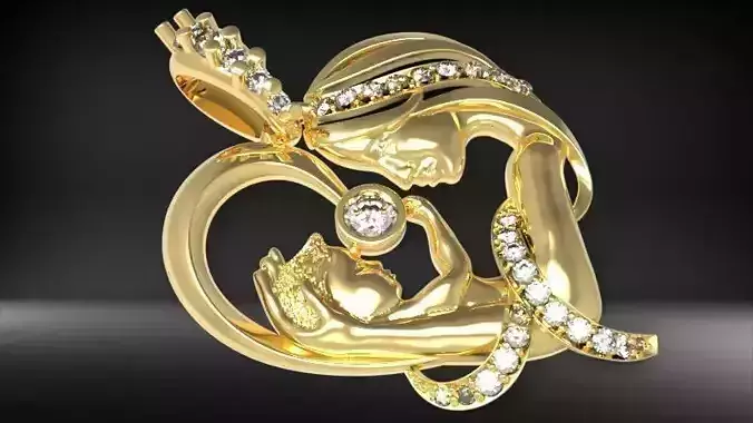 mother and child Daughter Pendant Necklace Charm Jewelry