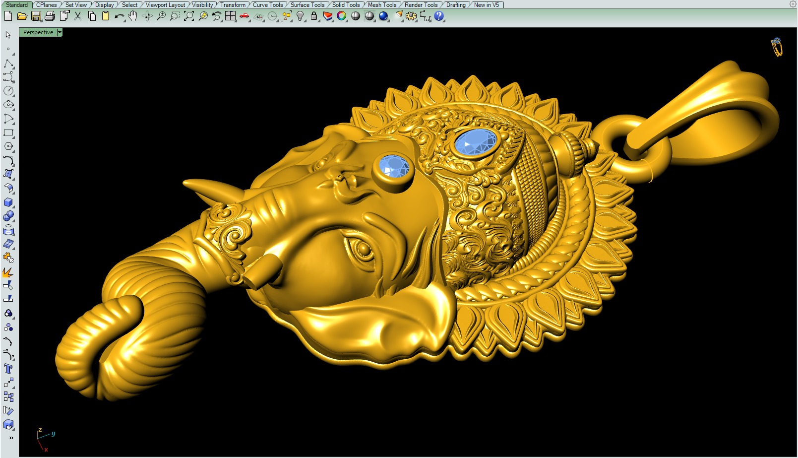 Ganesh Face Pendant file-2 3D print model_9