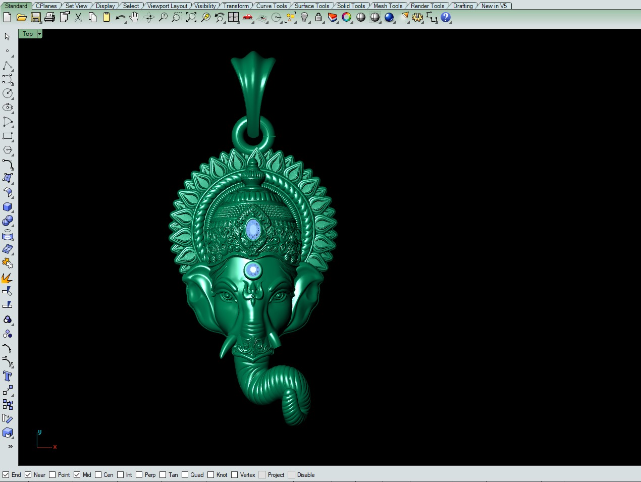Ganesh Face Pendant file-2 3D print model_3