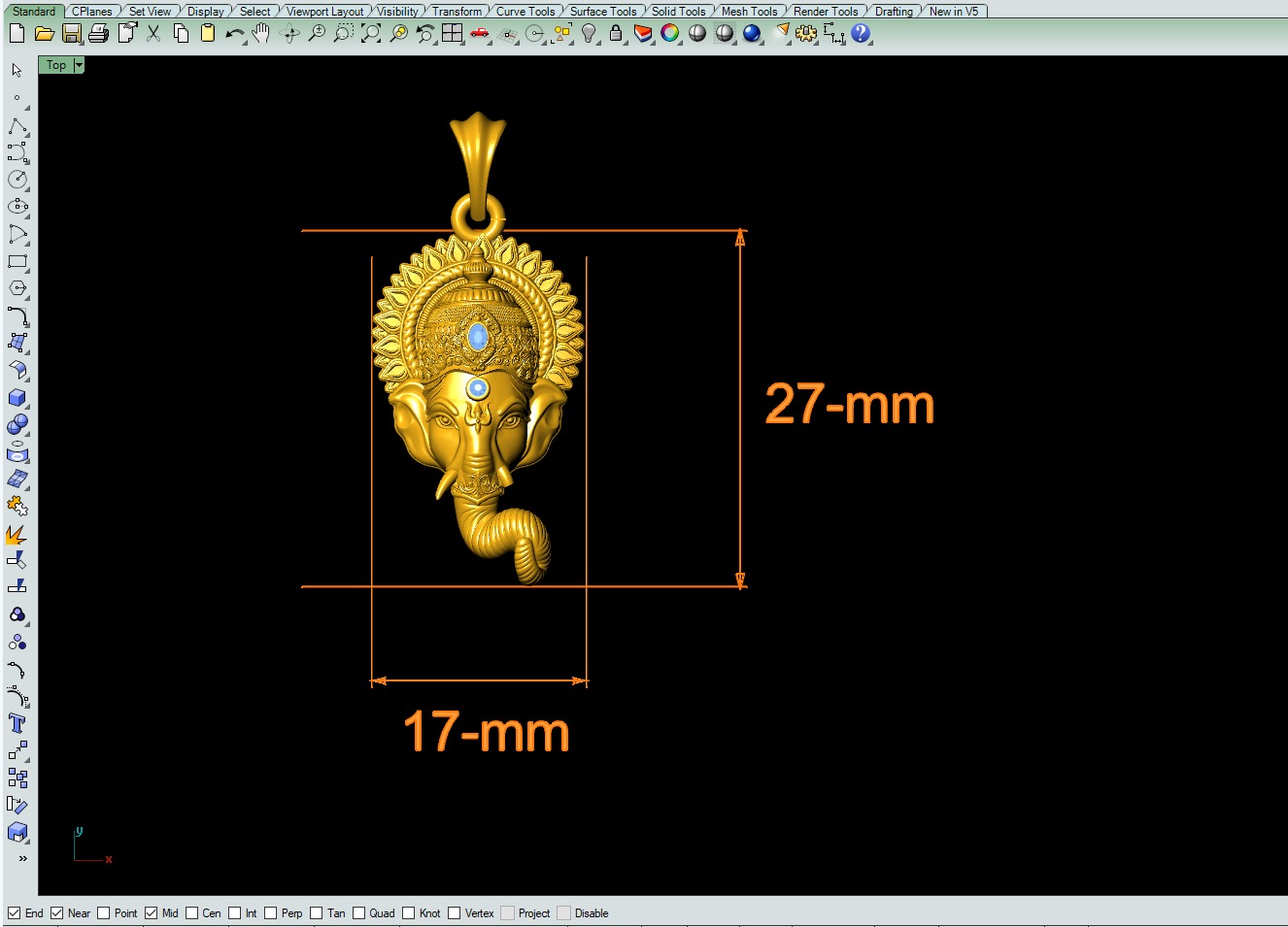 Ganesh Face Pendant file-2 3D print model_4