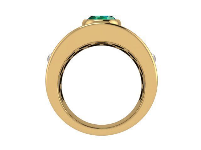 Gold Emerald and Diamond Ring 3D print model_3