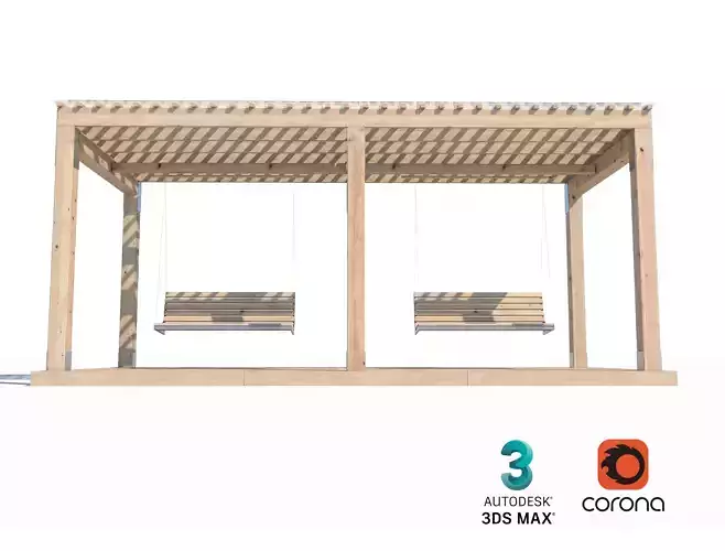 Modern Pergola with Double Wooden Swings for Outdoor Spaces