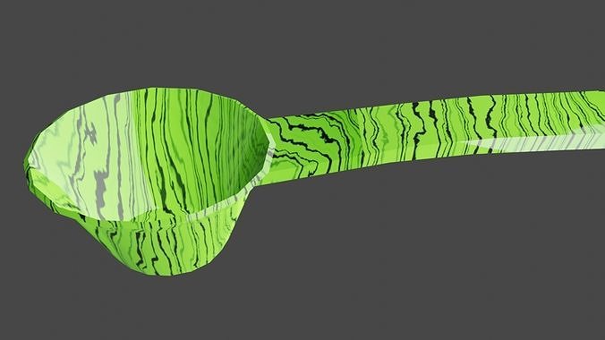 Porcelain spoon in color looks like watermelon peel Free low-poly 3D model