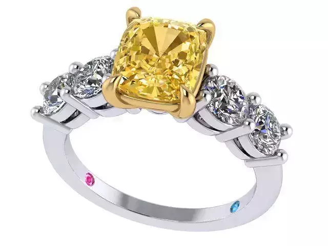 Cushion Yellow Diamond Ring