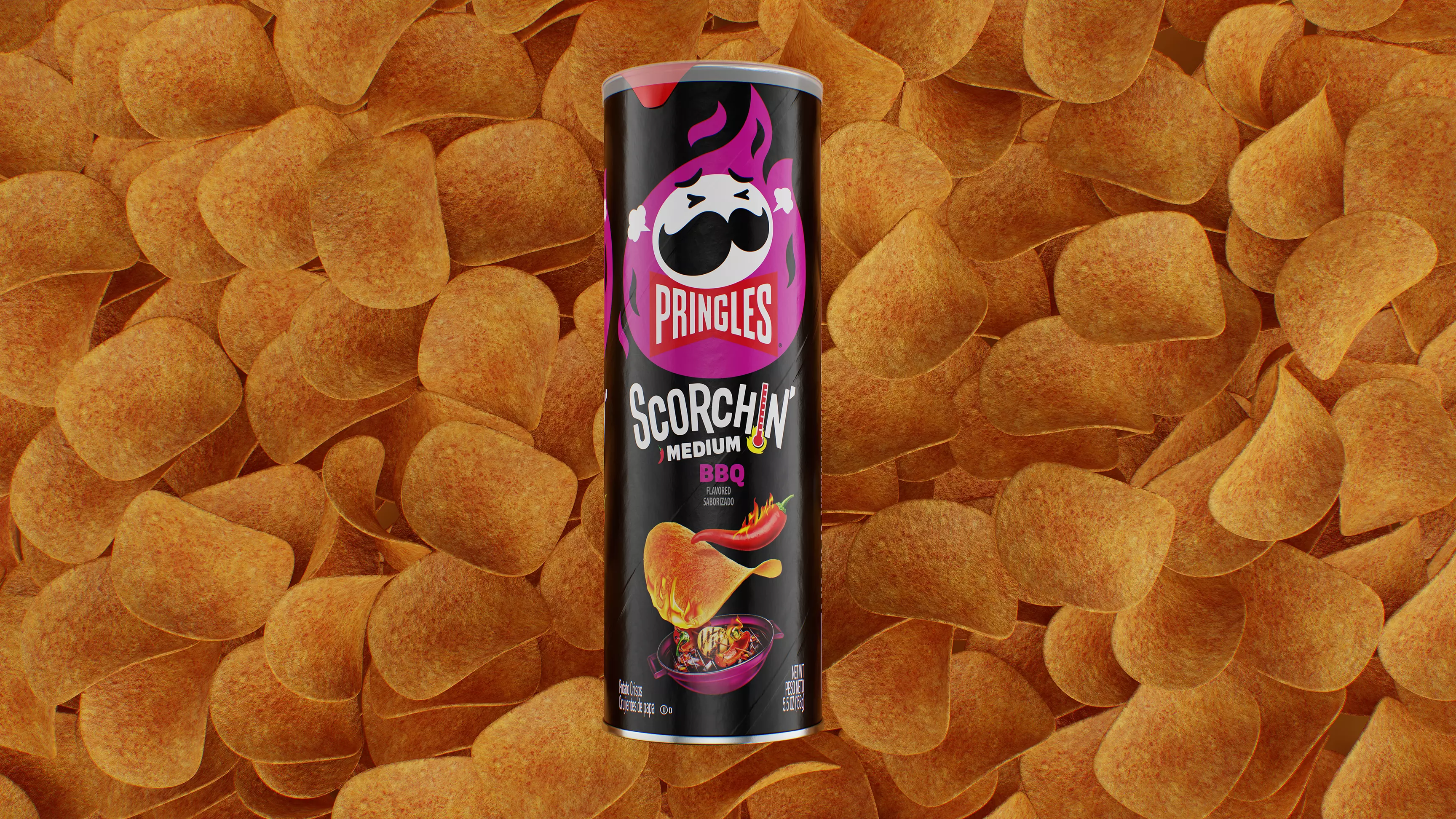 Pringles Scorchin - BBQ Low-poly 3D model_0