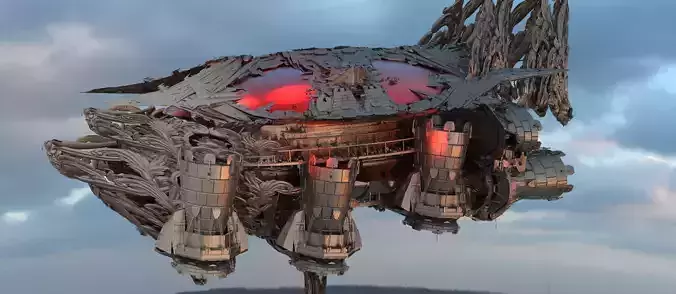 Santa Great Airship with bells 3D model