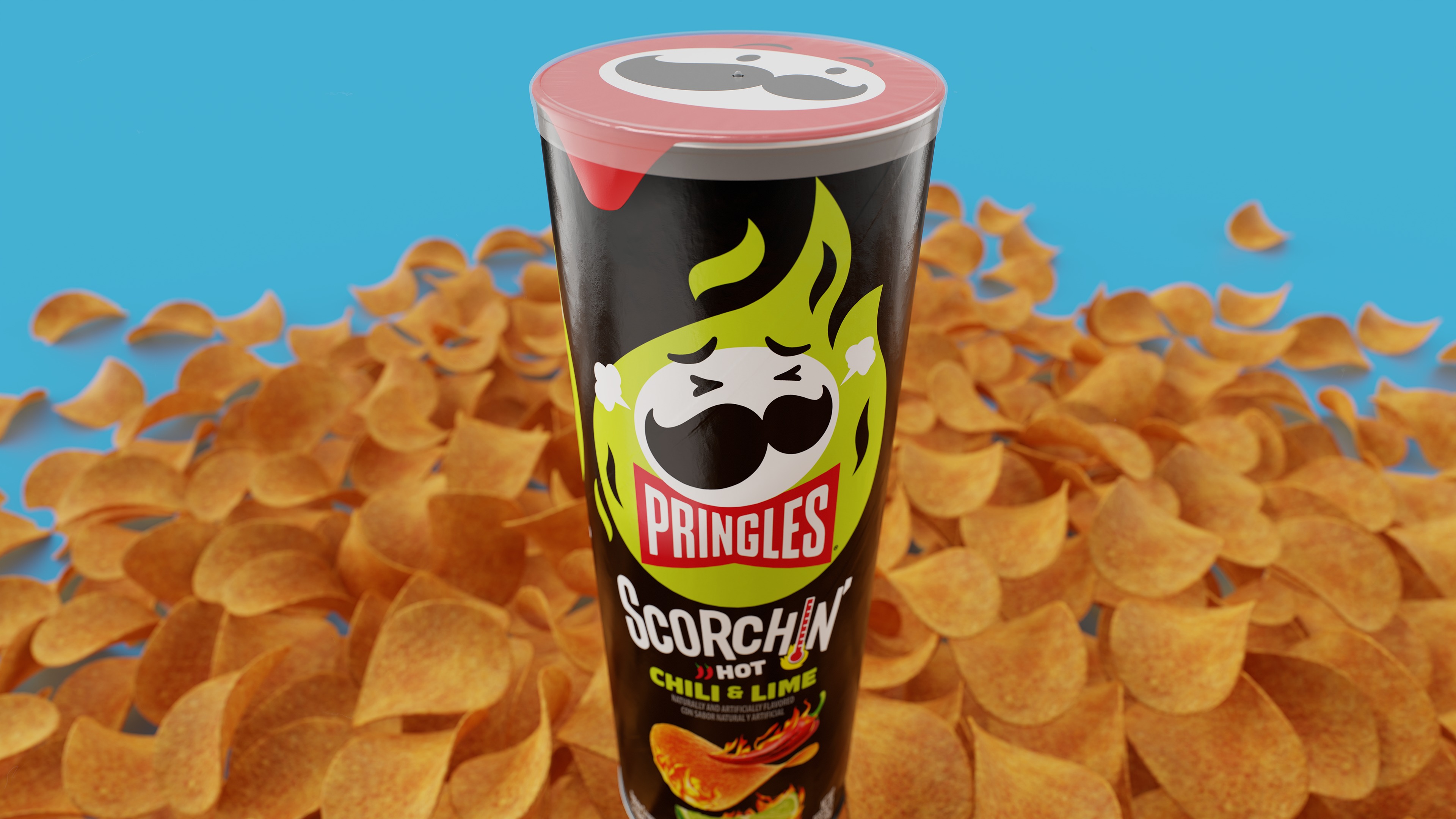 Pringles Scorchin - Chili and Lime Low-poly 3D model_2