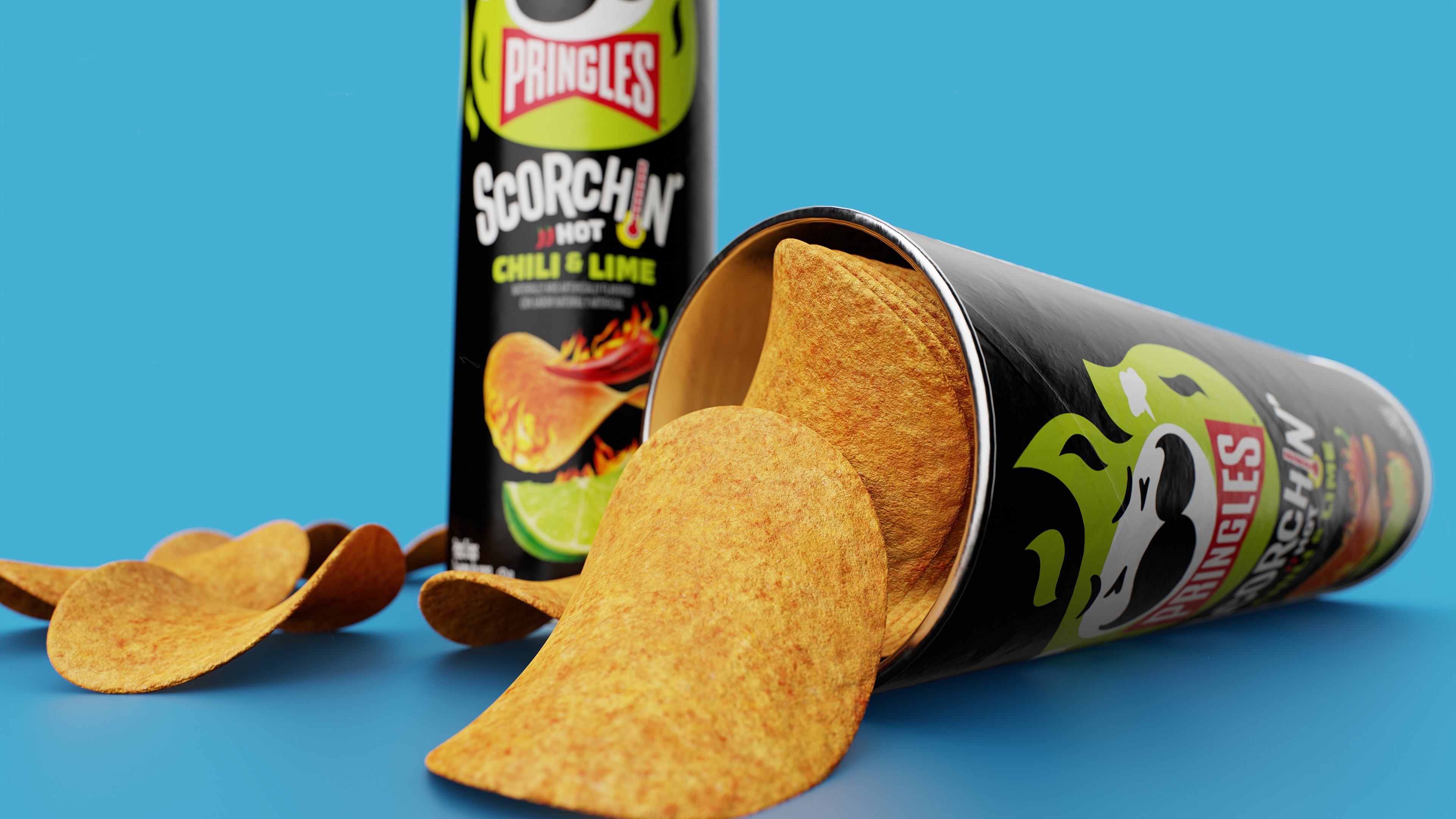 Pringles Scorchin - Chili and Lime Low-poly 3D model_8