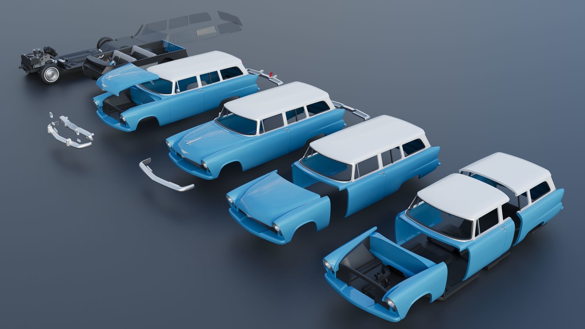 Plymouth Plaza 2 Door Suburban 1955 3D print model_15