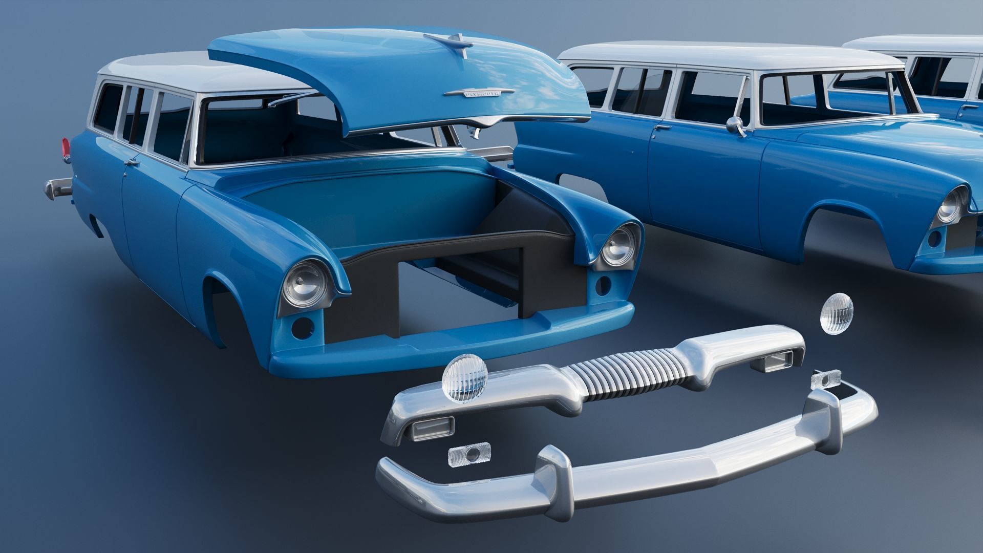 Plymouth Plaza 2 Door Suburban 1955 3D print model_21