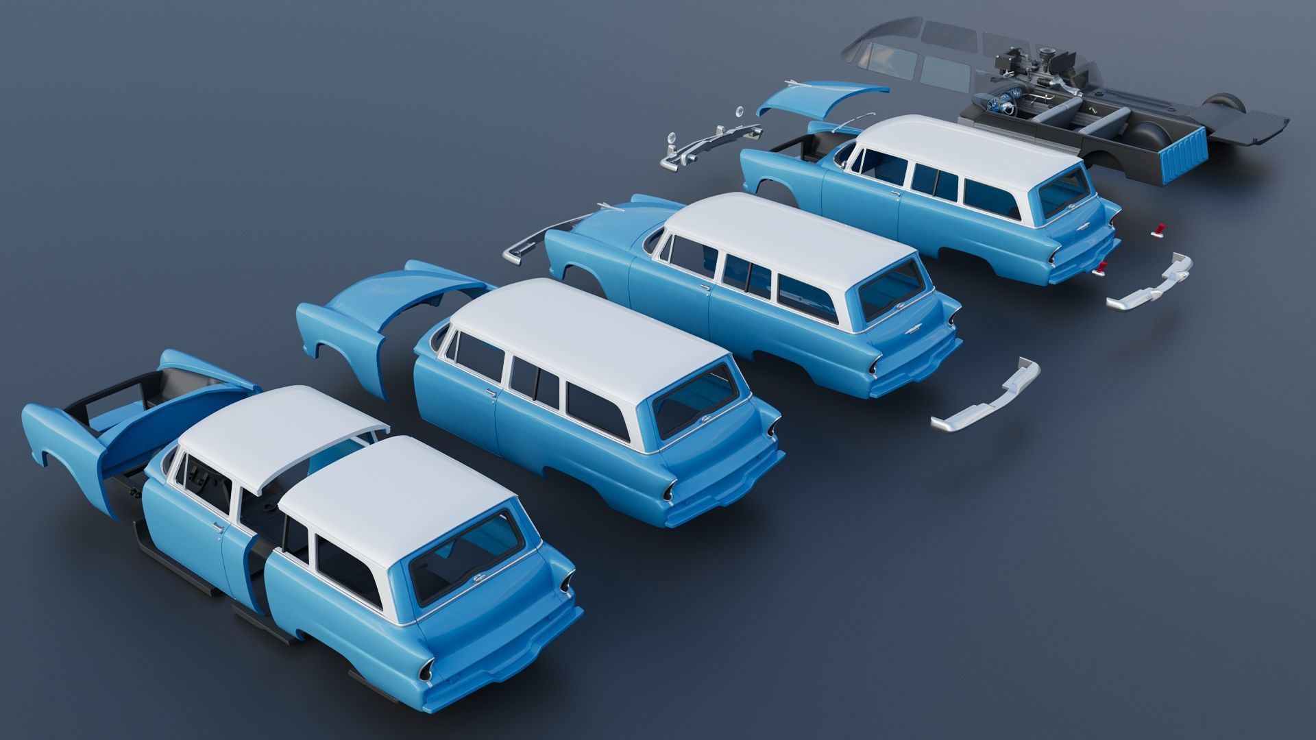Plymouth Plaza 2 Door Suburban 1955 3D print model_17