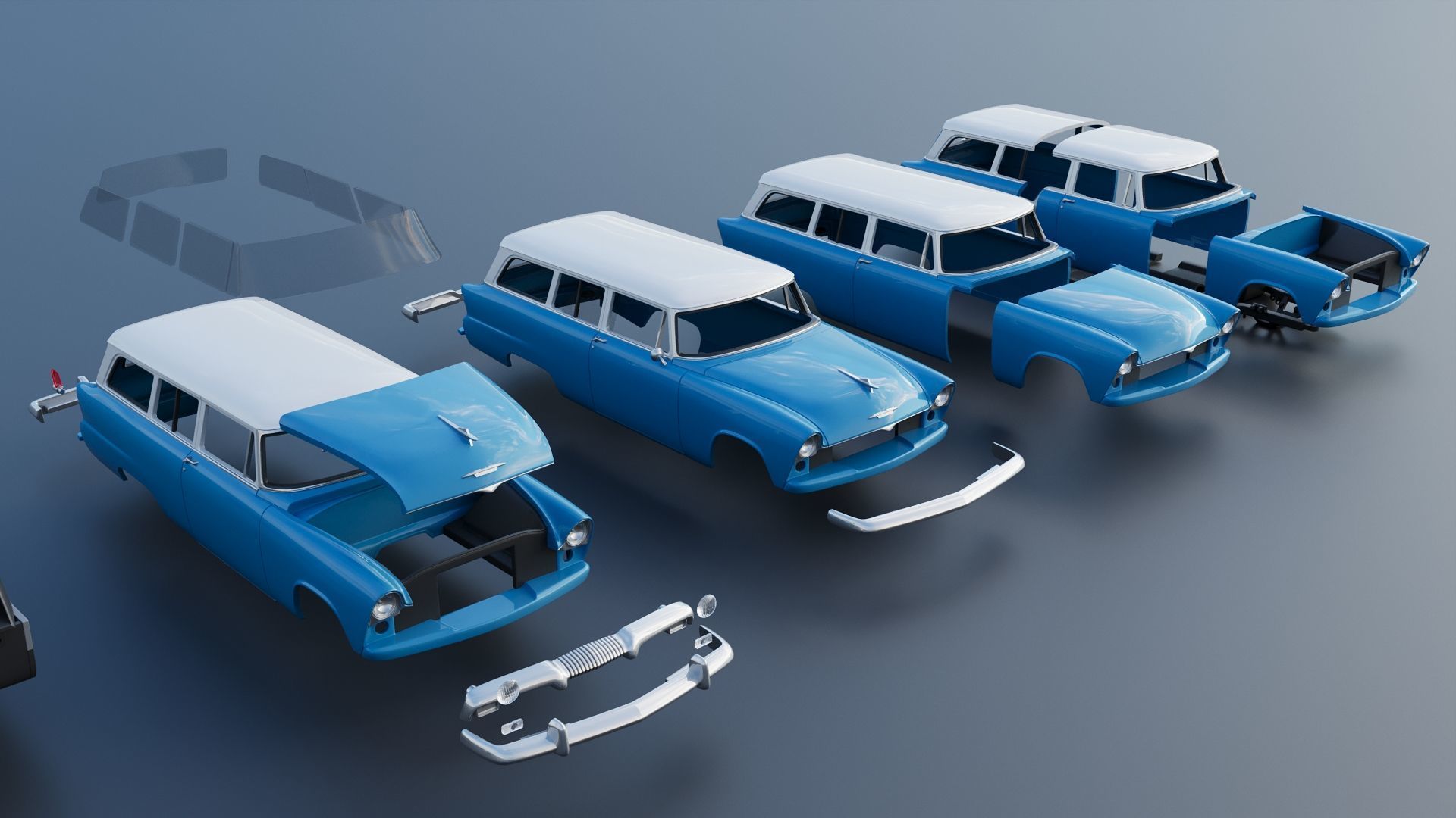 Plymouth Plaza 2 Door Suburban 1955 3D print model_20