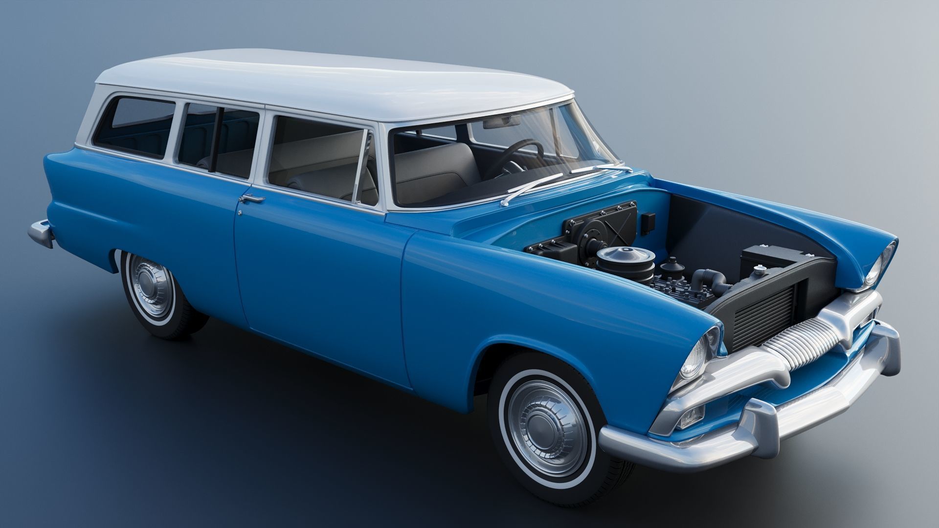 Plymouth Plaza 2 Door Suburban 1955 3D print model_14