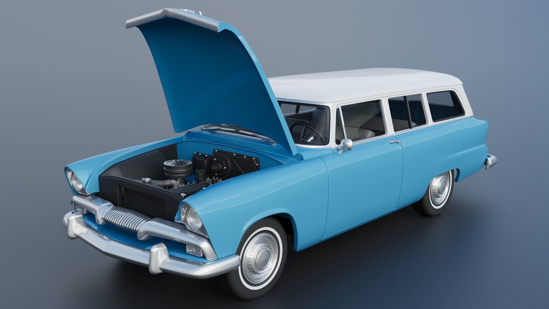 Plymouth Plaza 2 Door Suburban 1955 3D print model_12
