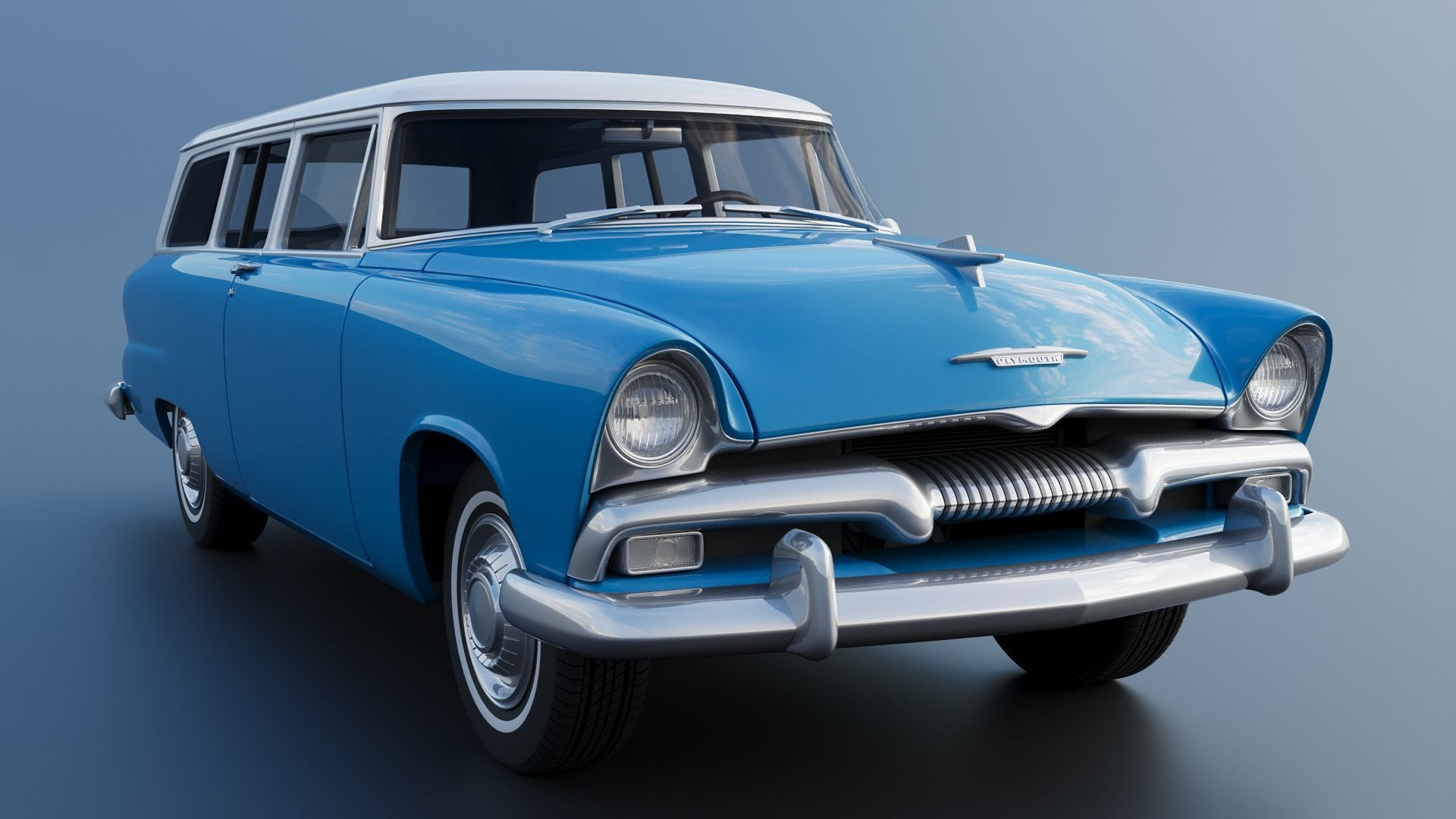 Plymouth Plaza 2 Door Suburban 1955 3D print model_10