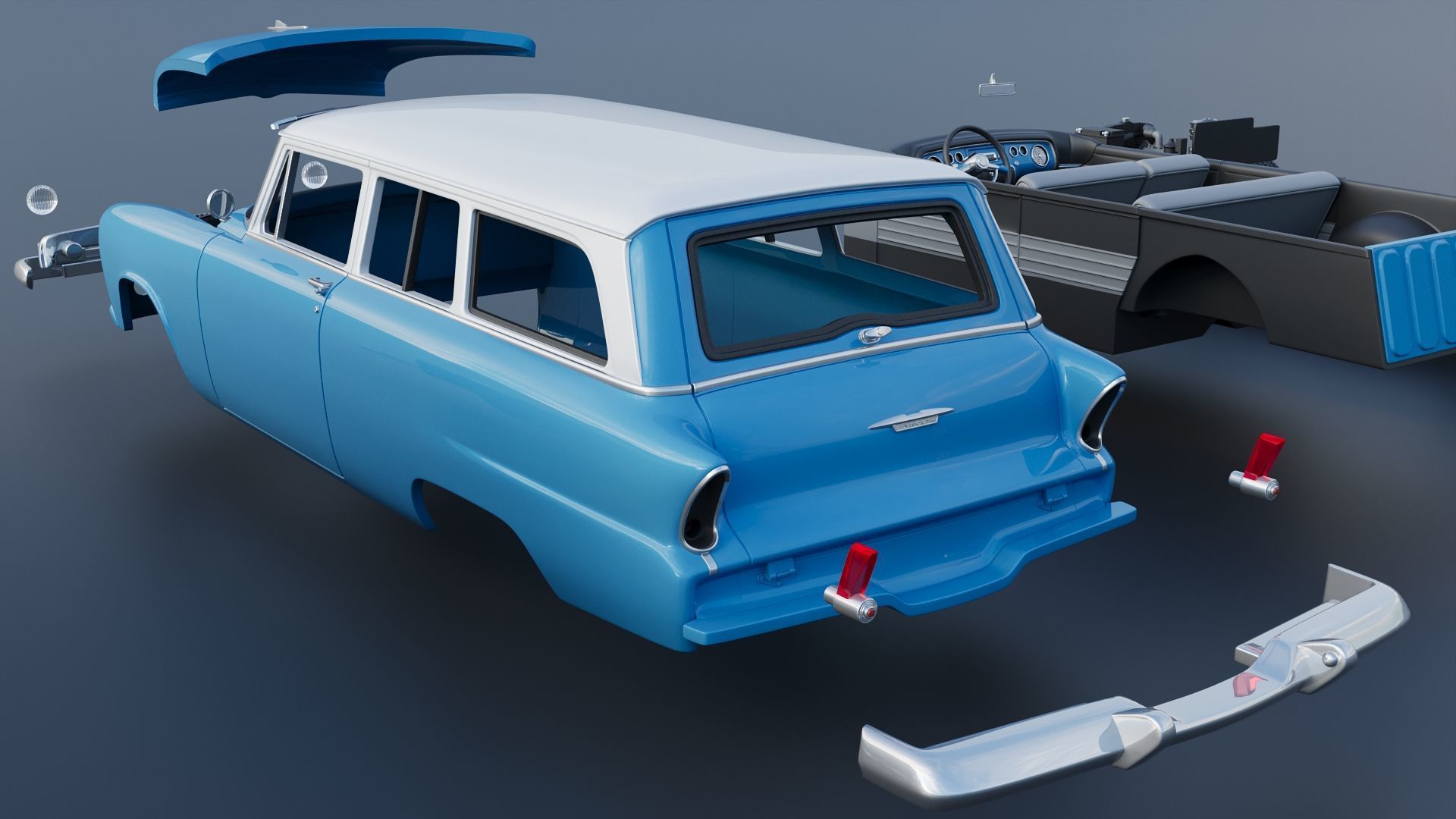 Plymouth Plaza 2 Door Suburban 1955 3D print model_18
