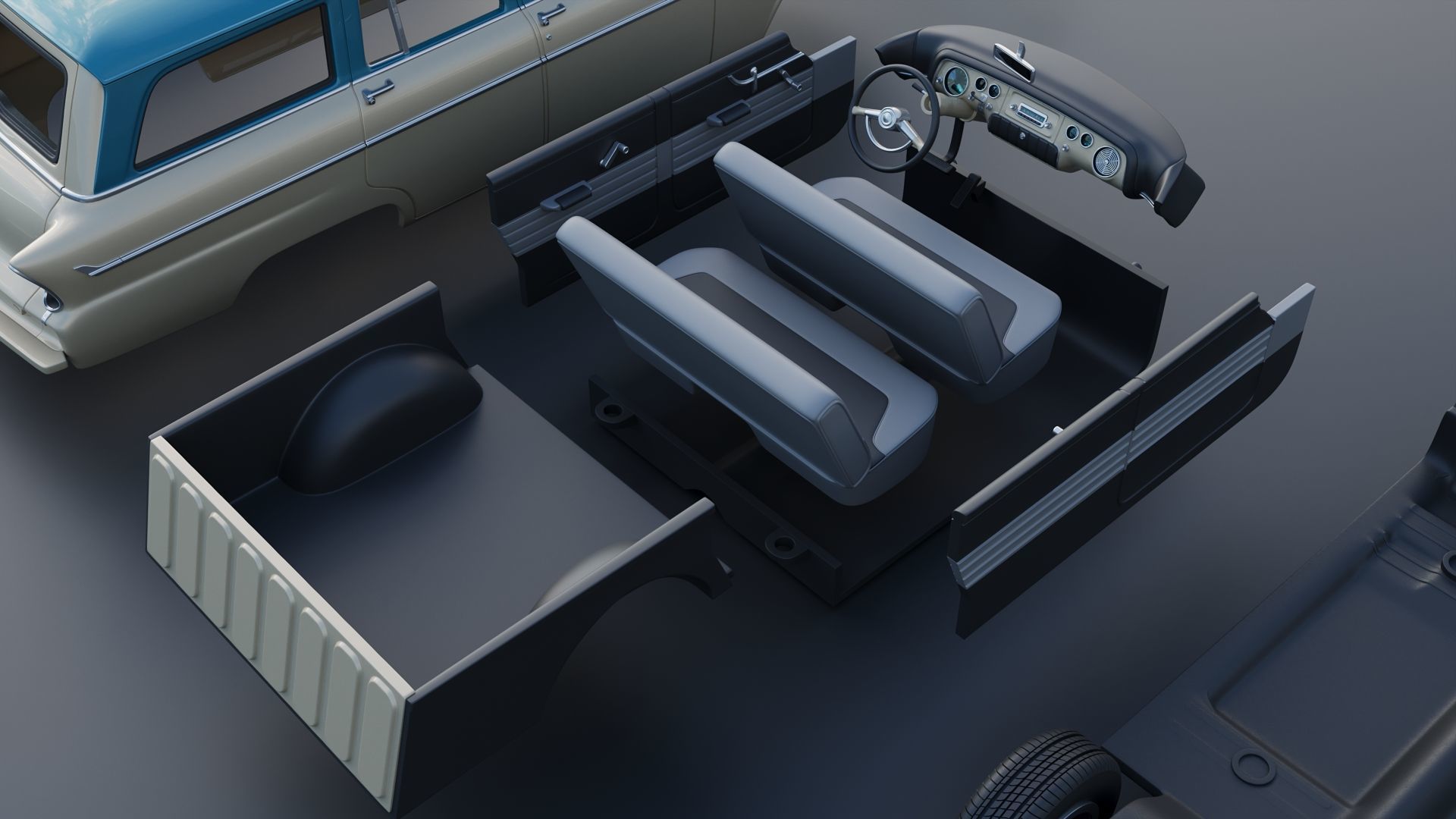 Plymouth Belvedere 4 Door Suburban 1955 3D print model_25