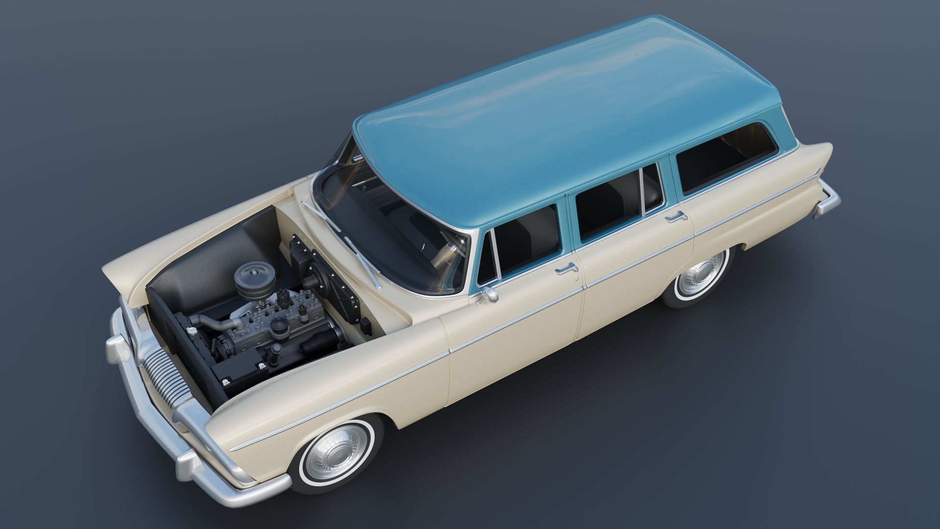 Plymouth Belvedere 4 Door Suburban 1955 3D print model_14