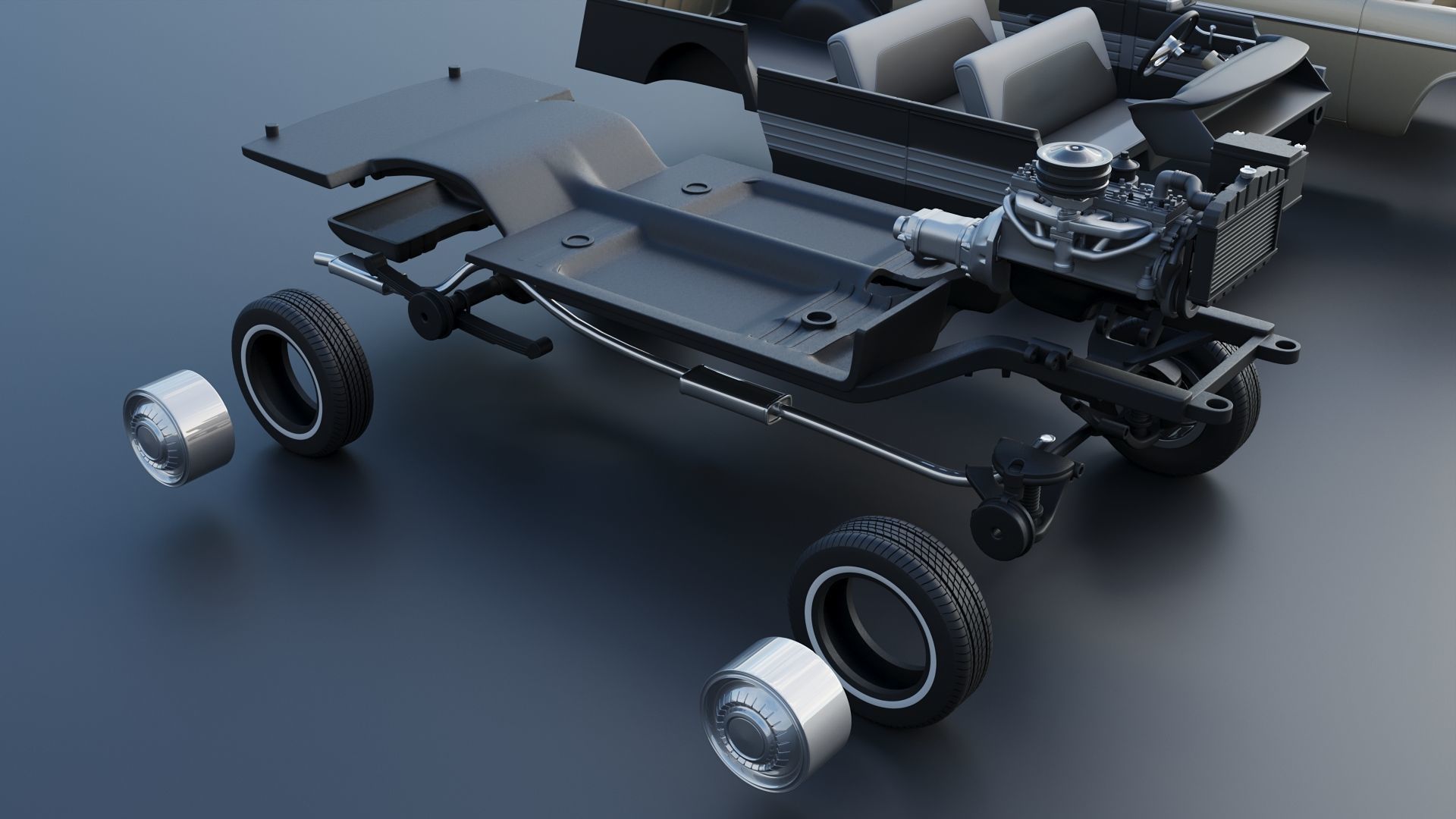 Plymouth Belvedere 4 Door Suburban 1955 3D print model_27