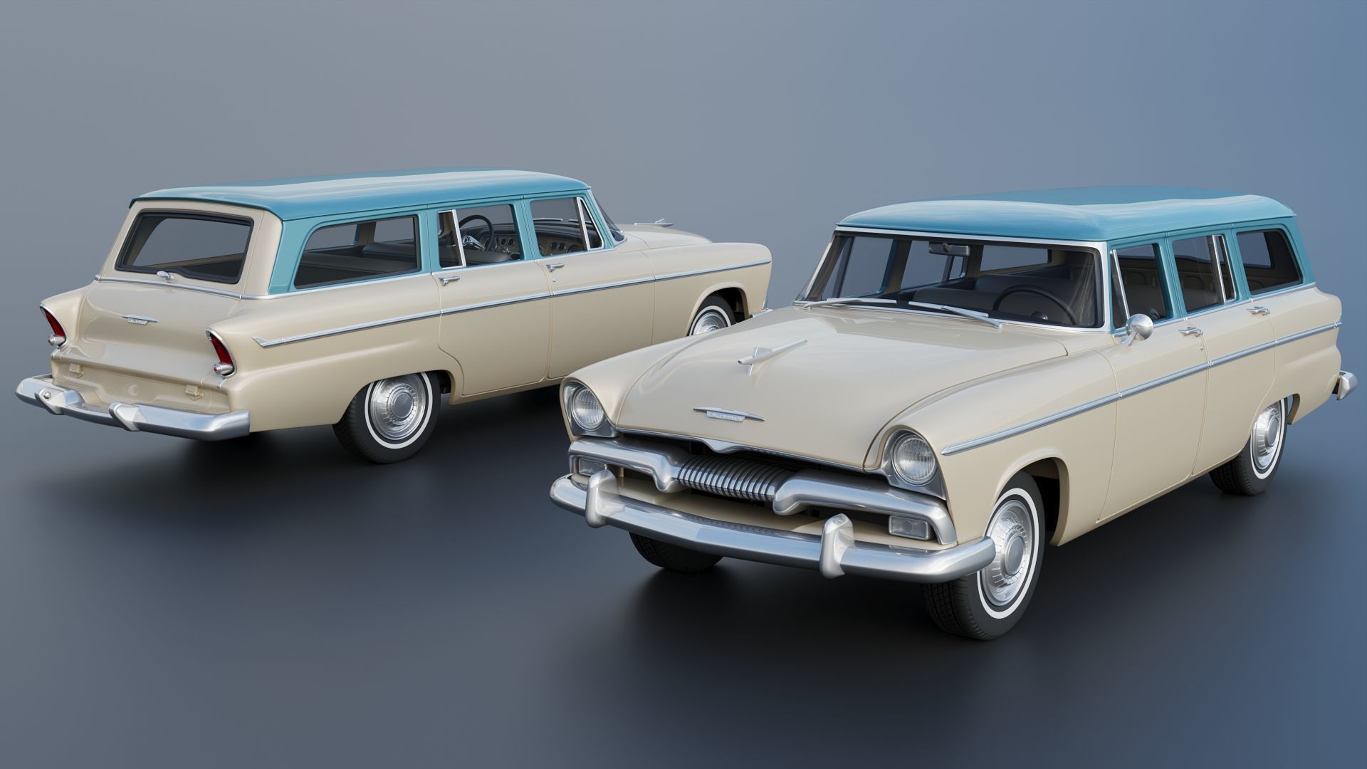 Plymouth Belvedere 4 Door Suburban 1955 3D print model_1