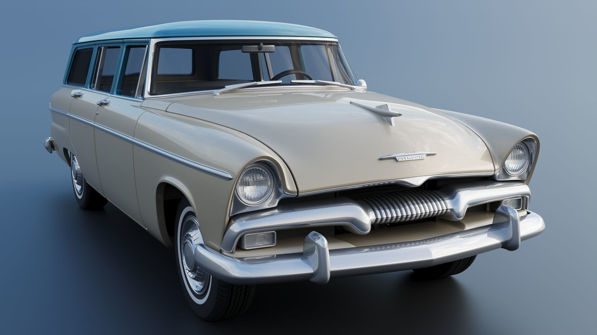 Plymouth Belvedere 4 Door Suburban 1955 3D print model_11