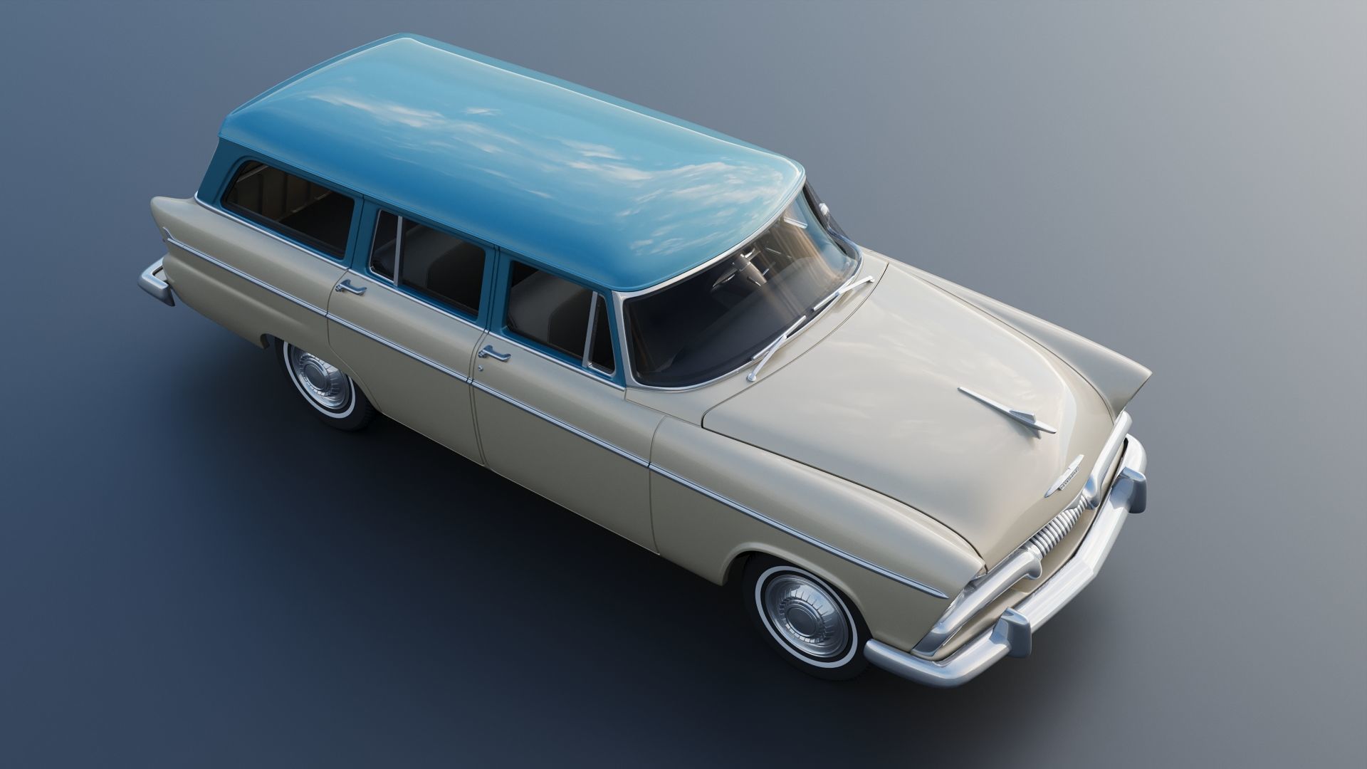 Plymouth Belvedere 4 Door Suburban 1955 3D print model_10