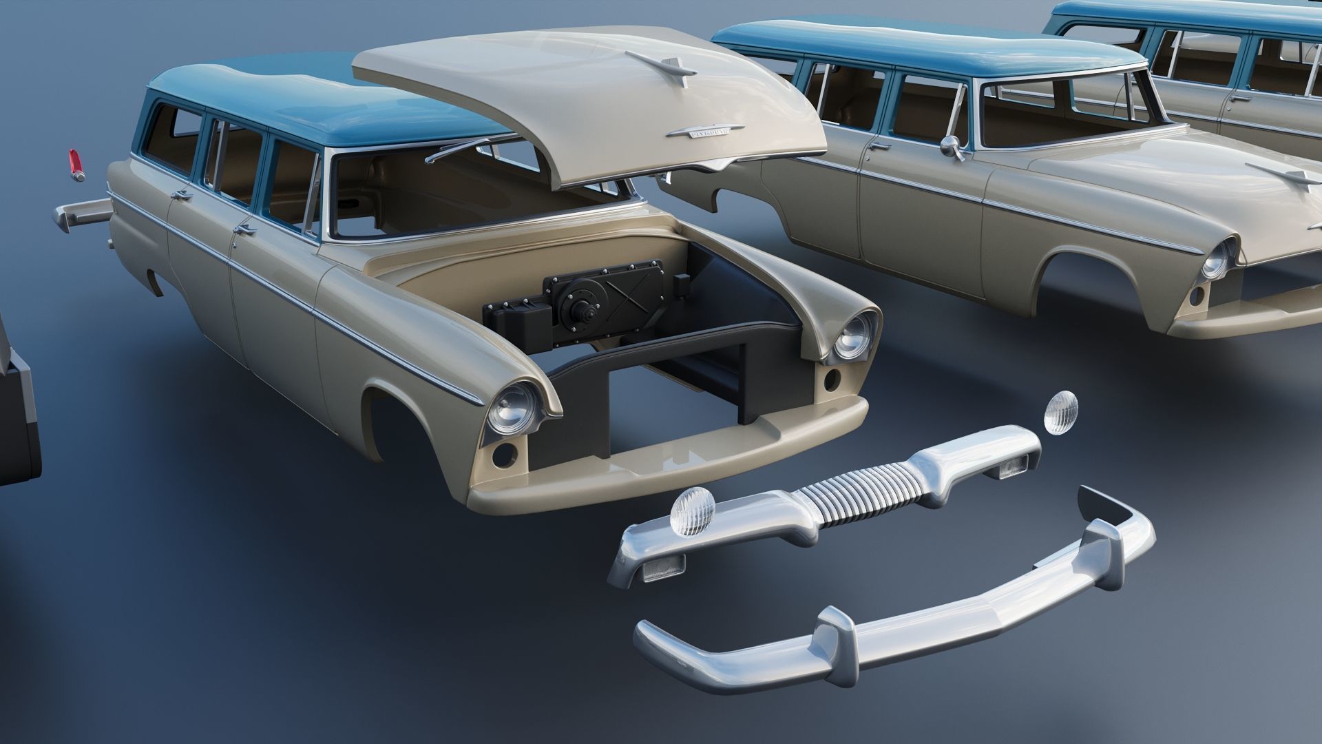 Plymouth Belvedere 4 Door Suburban 1955 3D print model_22