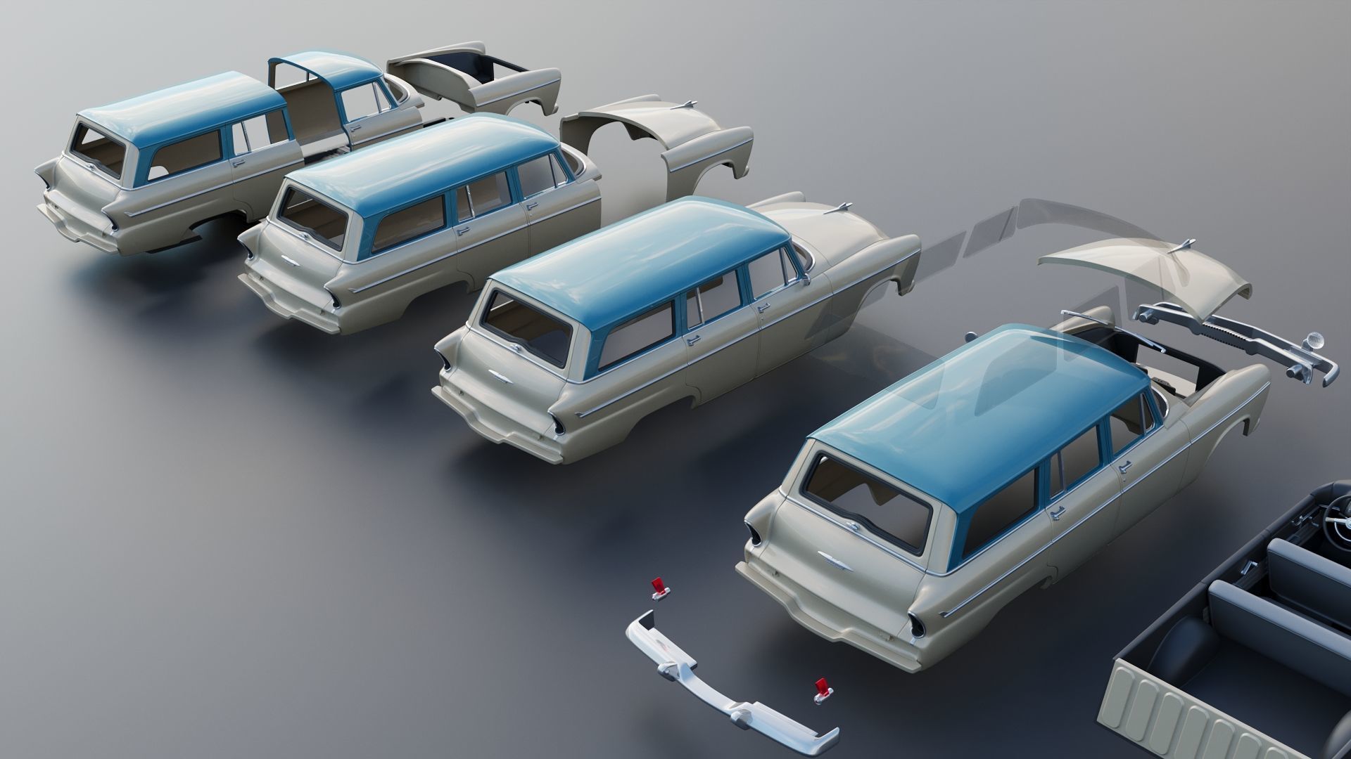 Plymouth Belvedere 4 Door Suburban 1955 3D print model_20