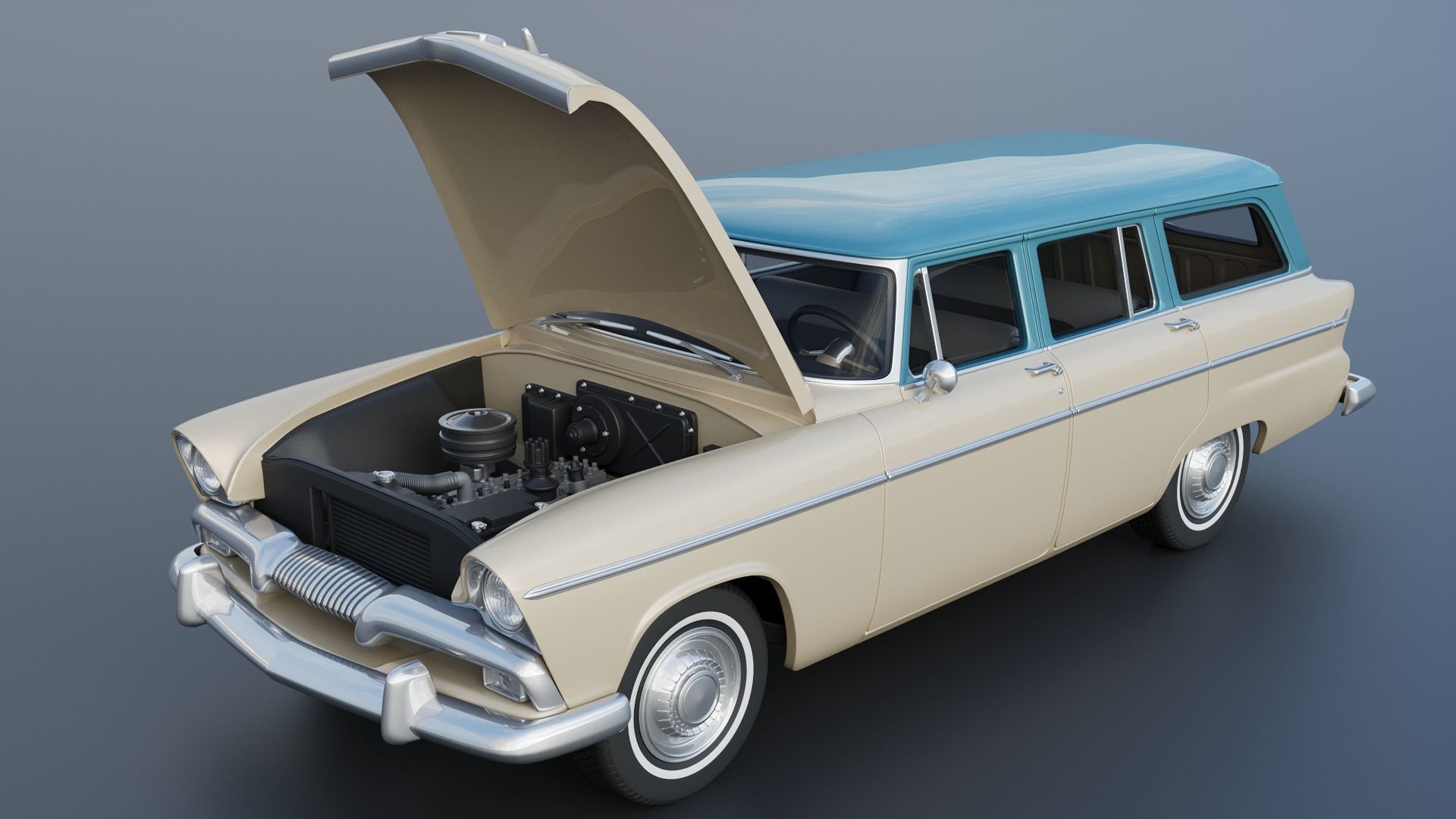 Plymouth Belvedere 4 Door Suburban 1955 3D print model_13
