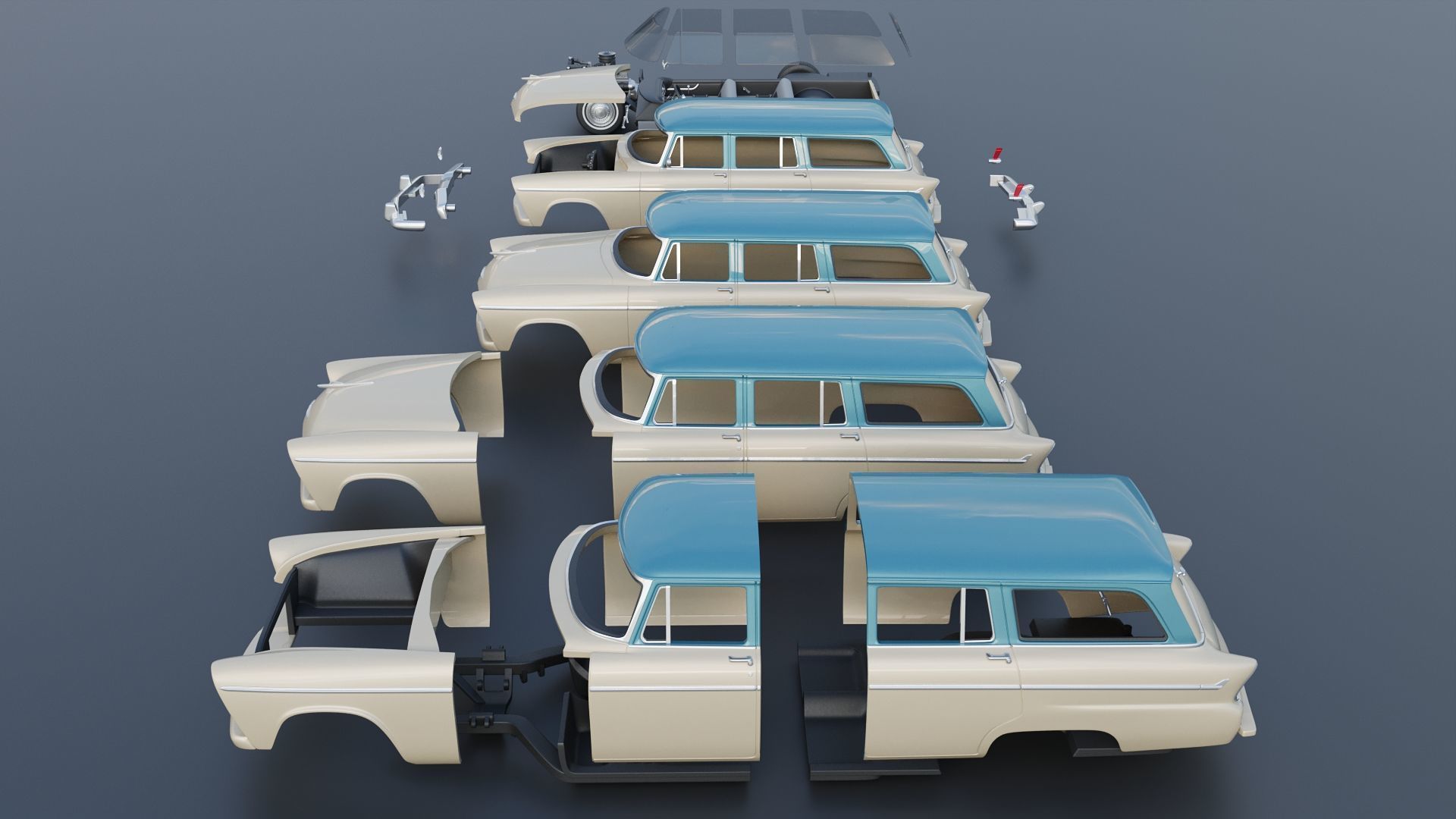 Plymouth Belvedere 4 Door Suburban 1955 3D print model_17