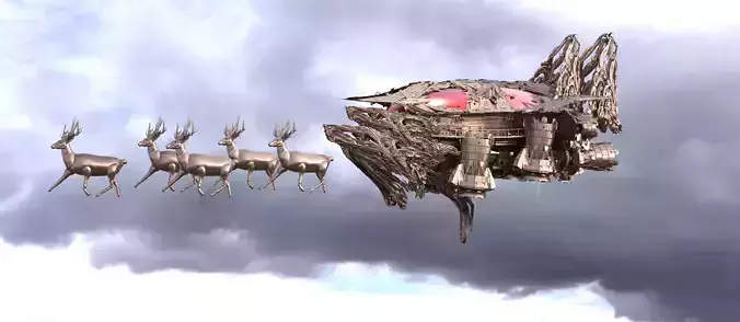 Santa Grand reindeer ship 1 3D model
