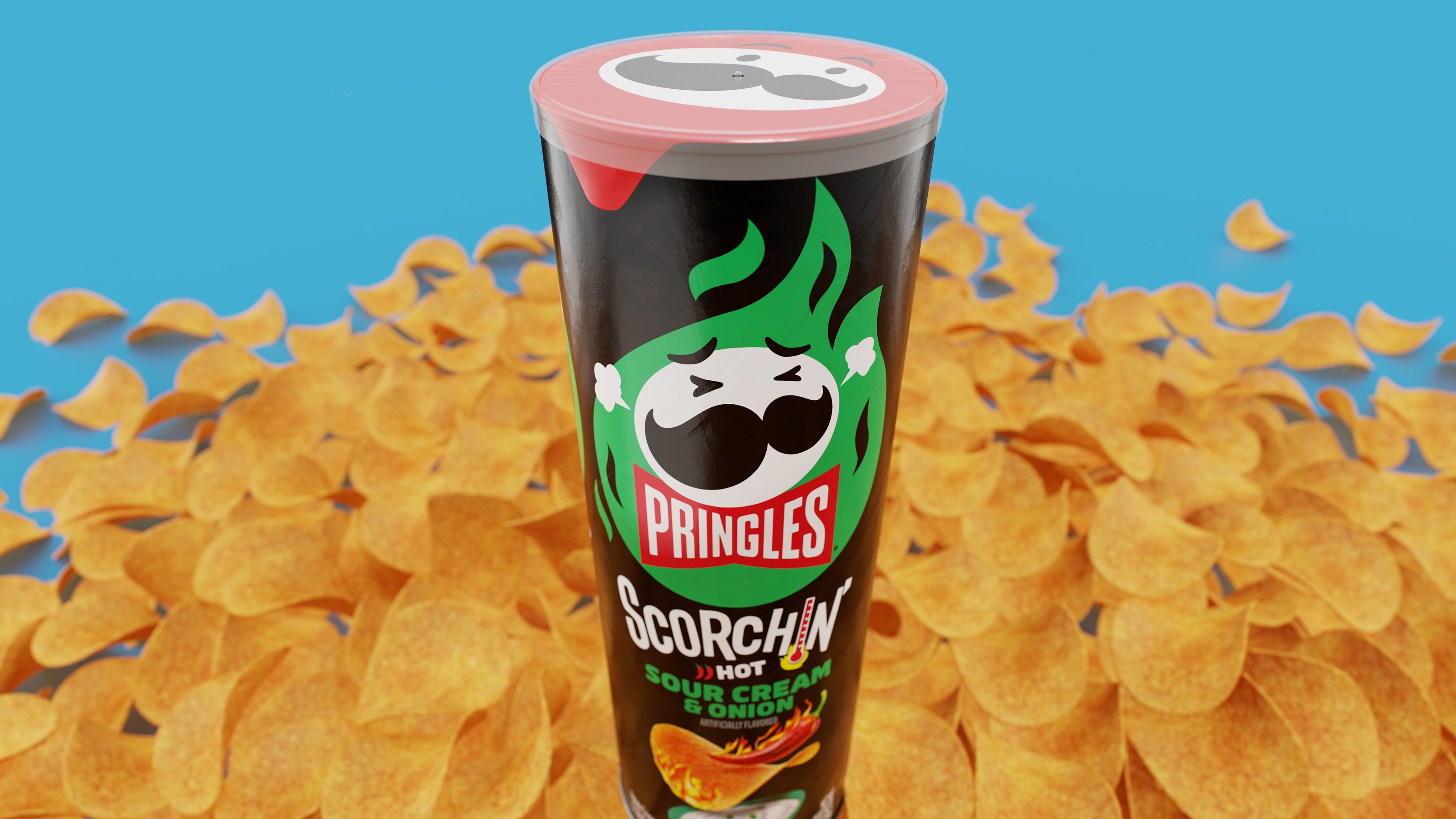 Pringles Scorchin - Sour Cream and Onion Low-poly 3D model_2