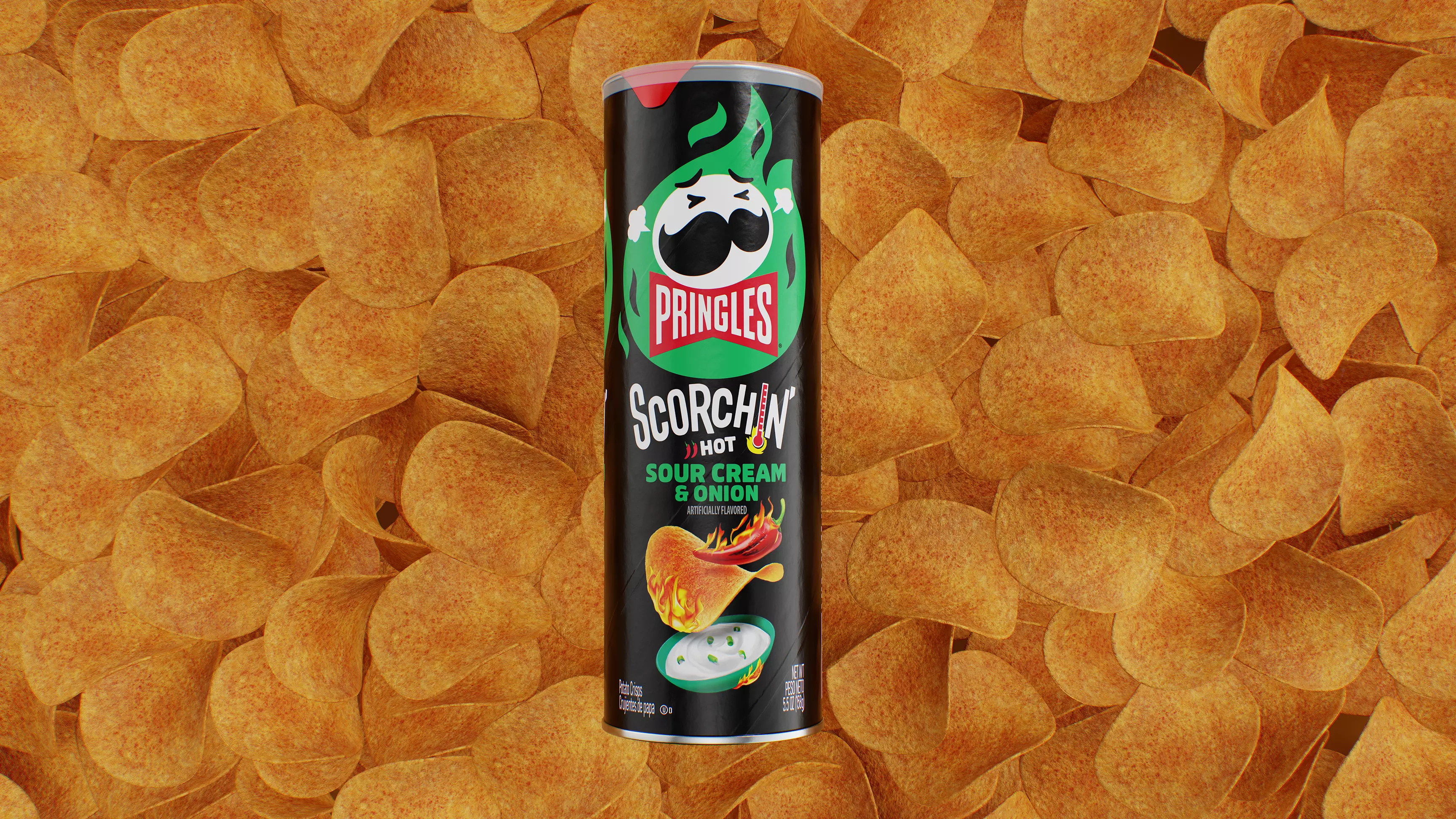 Pringles Scorchin - Sour Cream and Onion Low-poly 3D model_0