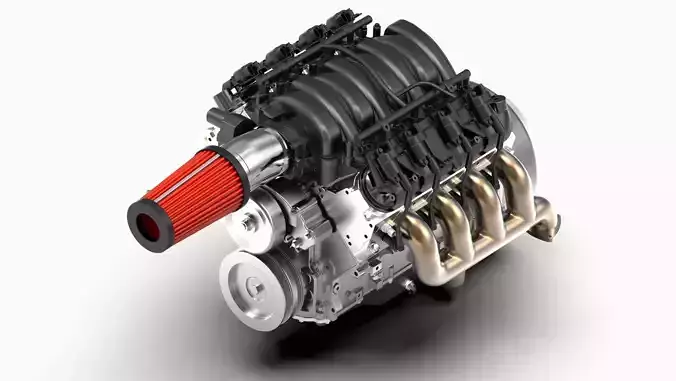 Chevy GM LS3 V8 Engine Low-poly 3D model