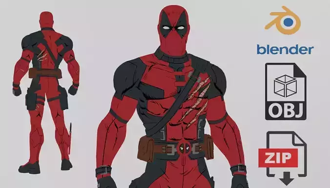 Deadpool Low-poly 3D model