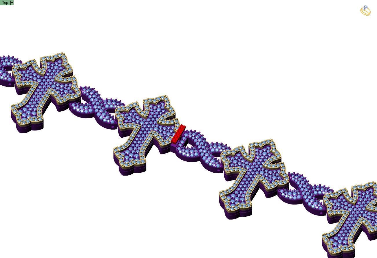 Custom Chrome Hearts Cross Infinity Diamond Link Bracelet 3D print model_14