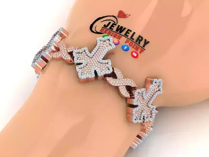 Custom Chrome Hearts Cross Infinity Diamond Link Bracelet 