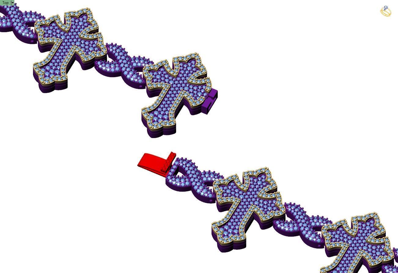 Custom Chrome Hearts Cross Infinity Diamond Link Bracelet 3D print model_11