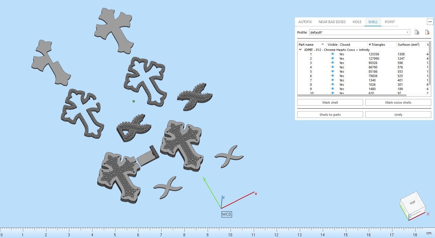 Custom Chrome Hearts Cross Infinity Diamond Link Bracelet 3D print model_20
