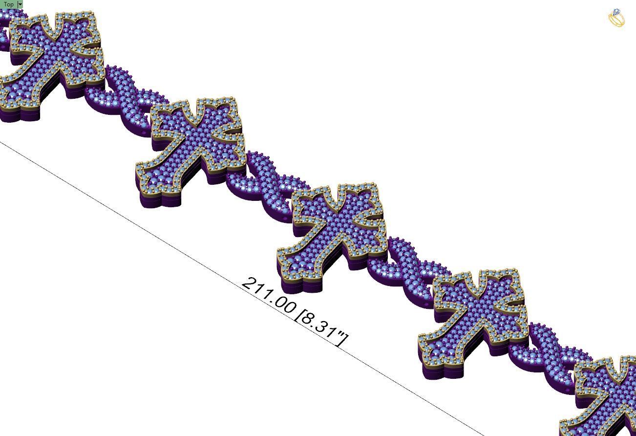 Custom Chrome Hearts Cross Infinity Diamond Link Bracelet 3D print model_8