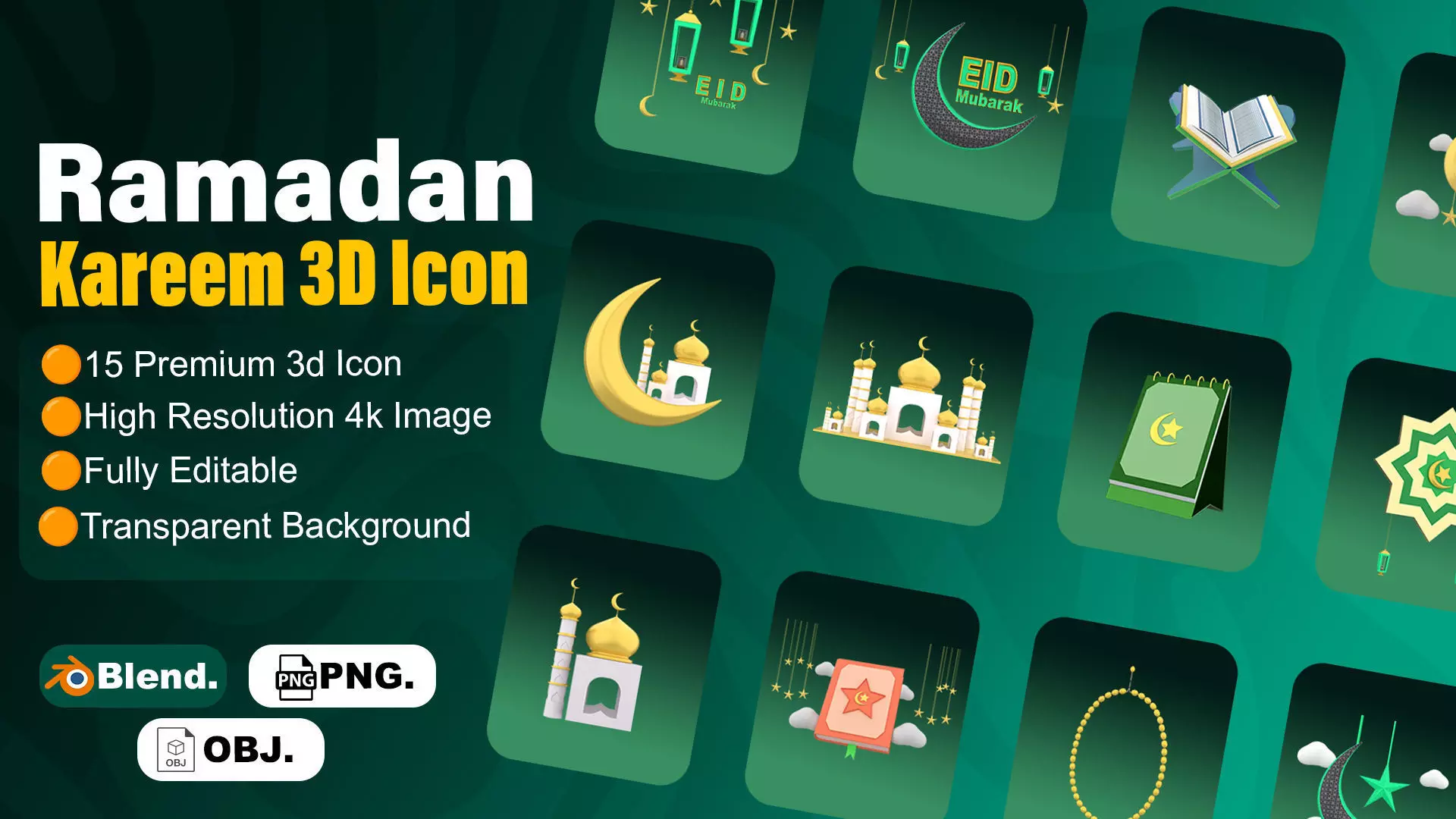 Ramadan Kareem 3d Icon Pack Low-poly 3D model_0