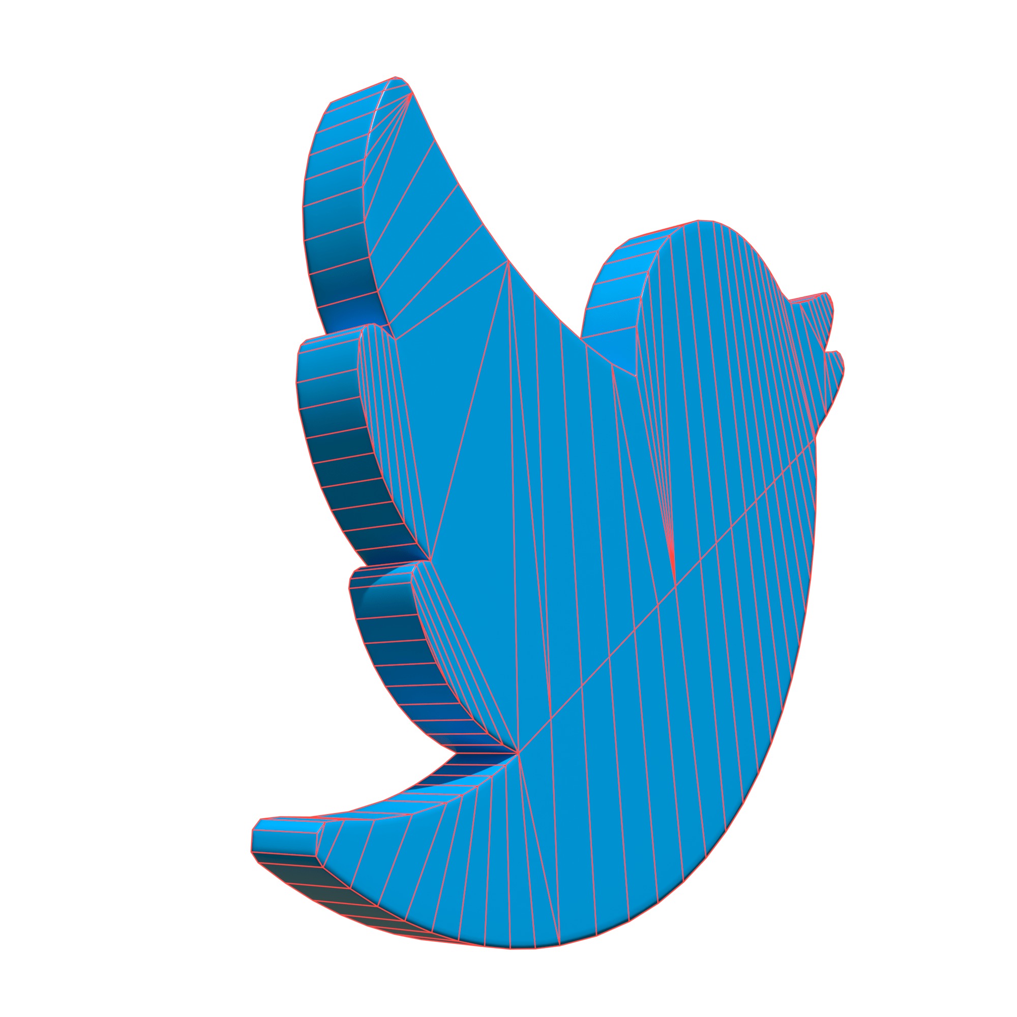 Twitter bird symbol Low-poly 3D model_5